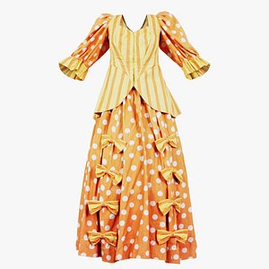 3D model Dots Bows Stripes Historic Dress Remastered