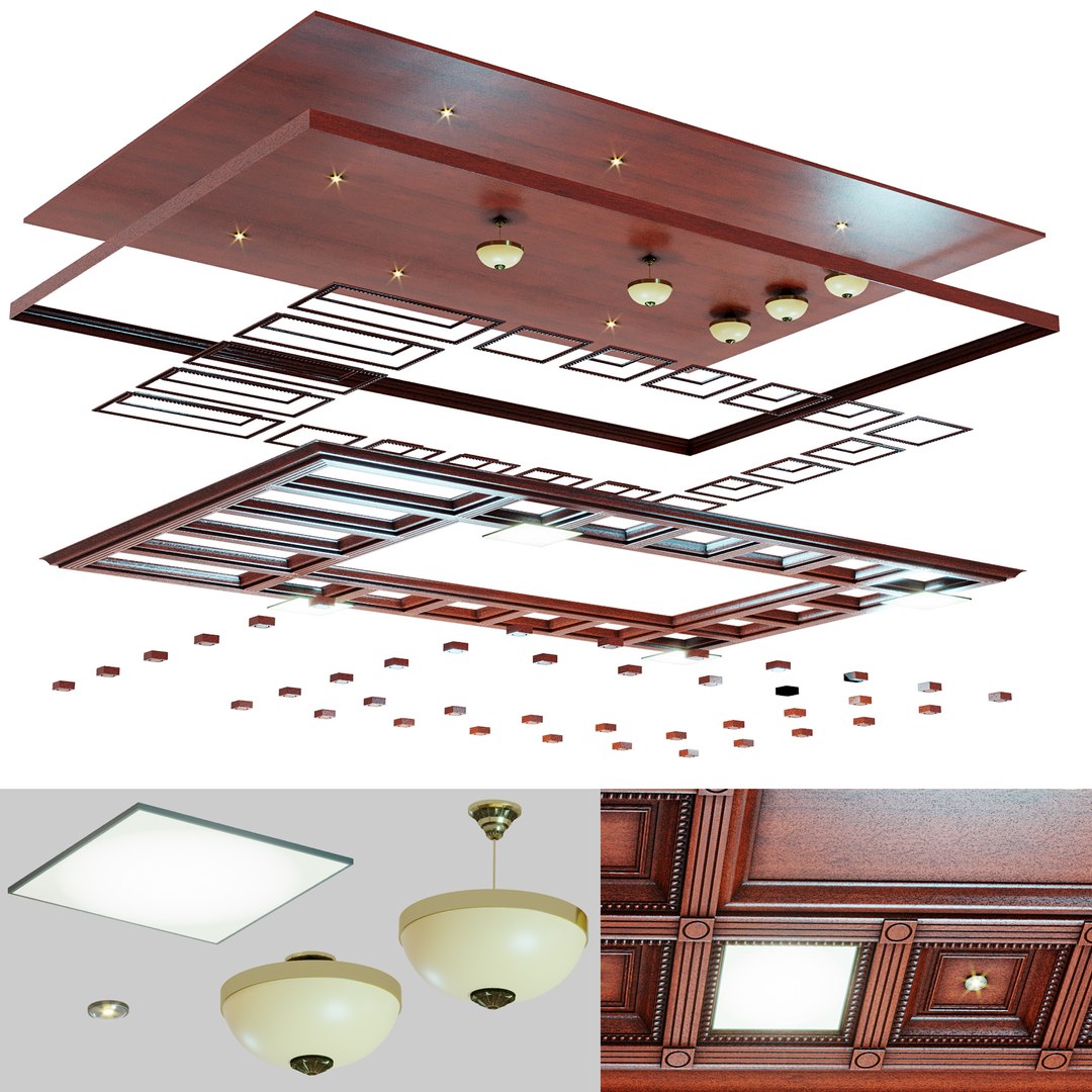 Ceiling set - wenge color 3D model 3D model - TurboSquid 1756192