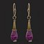 Mittelalterliche lila Amethyst hängende Ohrringe