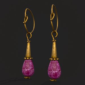 Medieval Lilac Amethyst Hanging Earings 3D model