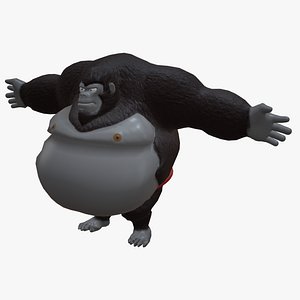 3D model Chubby Fat Gorilla Rigged 3D model