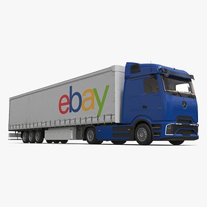 3D model Mercedes Electric Truck with eBay Trailer