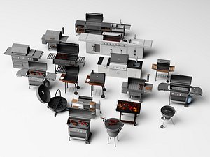 Outdoor BBQ Grill Kitchen Equipment Pack PBR Game Ready