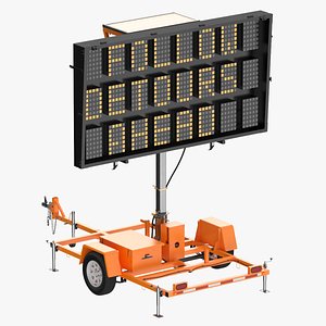 Mobile LED Sign Trailer Clean and Dirty 3D model