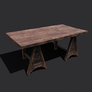 Medieval Elegant Fan Legged Table 3D