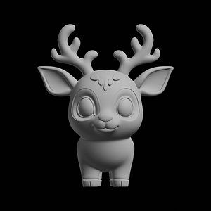 3D Cute Deer Sculpture 3D Print Model model