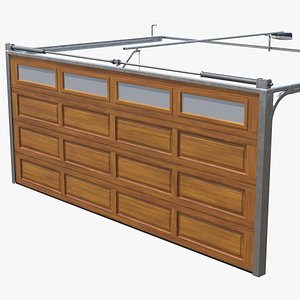 Mechanic Garage Door Wooden Rigged for Cinema 4D