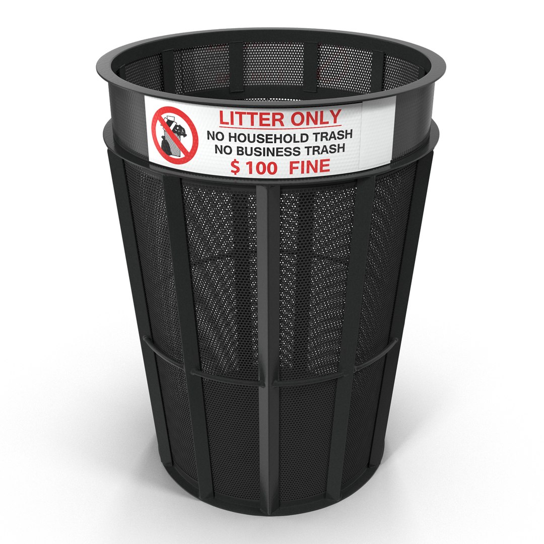 Public Garbage Can 3D model preview