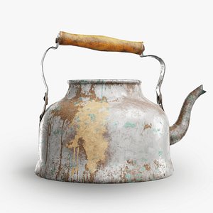 Old enamel dirty teapot da1 3D model