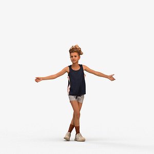 3D 00372Evie002 - Young mixed ethnicity girl exercising in summer sportswear