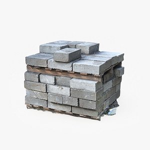 3D bricks stacked wooden pallet
