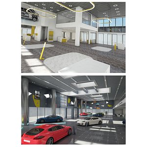 3D car dealership build showroom model