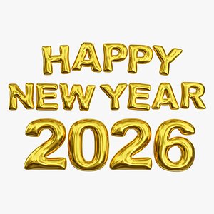 3D Happy New Year 2026 Balloon 02