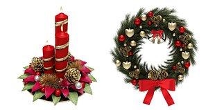christmas candle and wreath