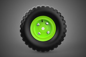 PNEUMATIC VALVE RUBBER WHEEL TIRE TYRE RIM HUB CART GRIP TROLLEY 3D