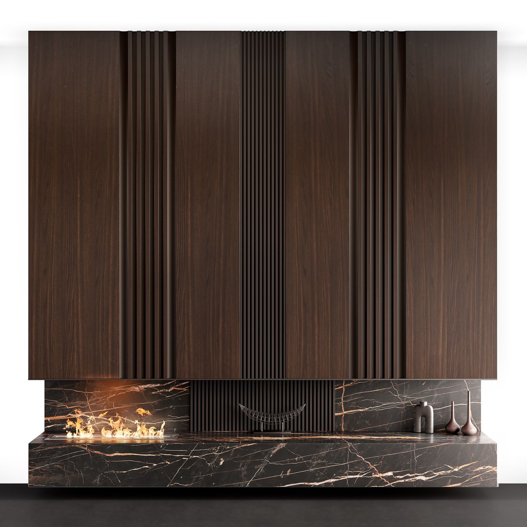 Decorated Wall With Fireplace - 2 3D - TurboSquid 2040247