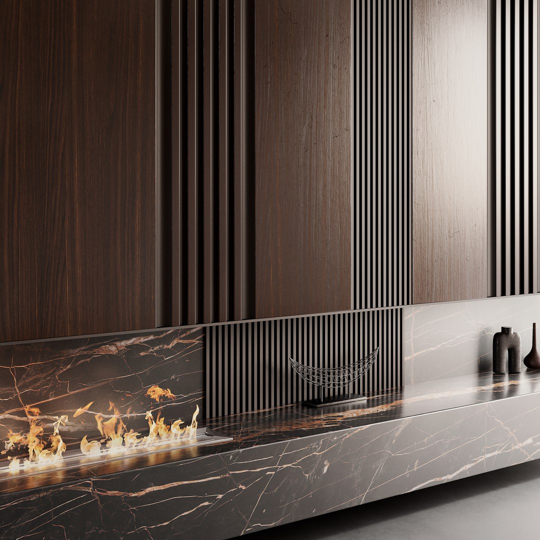 Decorated Wall With Fireplace - 2 3D - TurboSquid 2040247