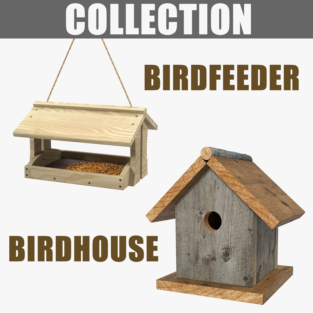 Bird Feeder and Birdhouse 3D Models Collection 3D model preview