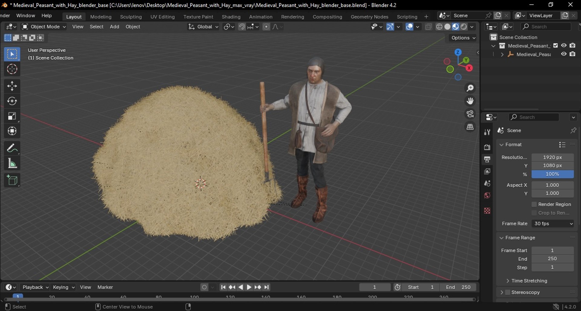 3D Medieval Peasant With Hay Model - TurboSquid 2376332