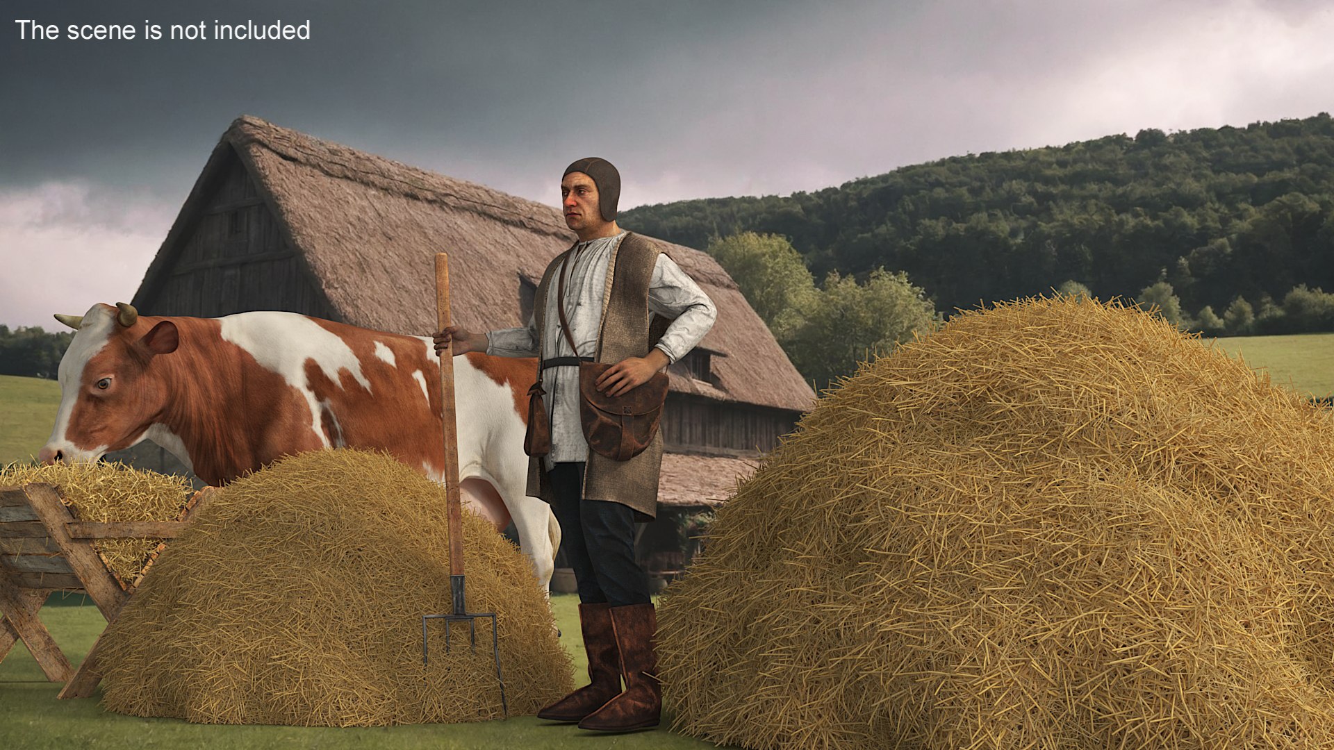 3D Medieval Peasant With Hay Model - TurboSquid 2376332
