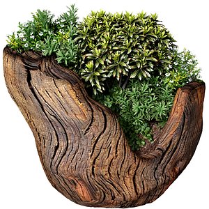 3D Flowerbed Outdoor Plants Wooden Garden flowerpot vase Planter 3D model model