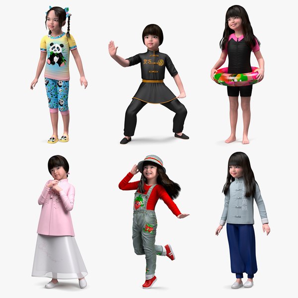 Asian Girl Childs Collection 4 3D model