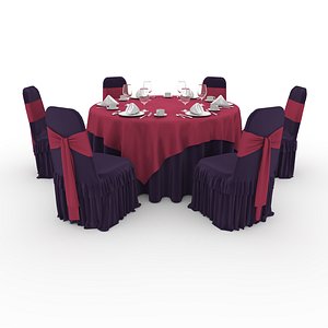 Banquet Table and Chair 57 3D