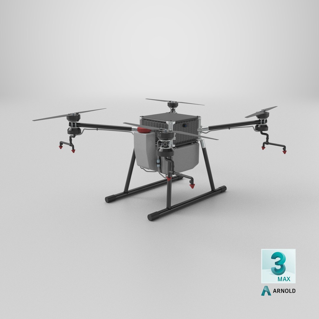 3D Agricultural Drone 3D Model Quadrotor Farming UAV Sprayer for Crop Dusting  Precision Agriculture model https://p.turbosquid.com/ts-thumb/v5/ST76Ei/Ae/stemcell_max_arnold_render/png/1778091440/1920x1080/fit_q87/6fb5dd2d289ae81ce5e4ce09dc4ff4d74328ce26/stemcell_max_arnold_render.jpg