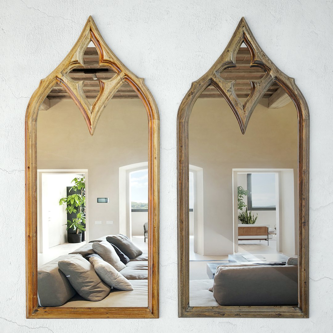 3D Cathedral Teak Window Mirrors TurboSquid 2124247