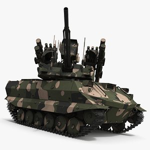 Ground Combat Platform with Woodland Camouflage and Guns Rigged