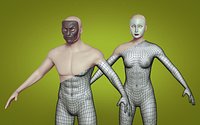 Rigged Characters - Man Woman - Anonymous Gang Mask - Male Female Mannequin - Dummy - Base Mesh - VR