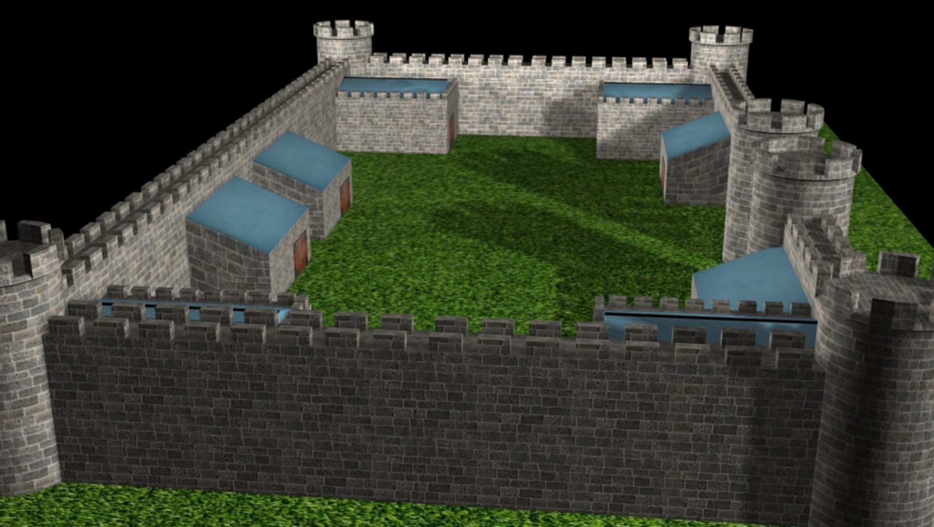 Free Max Model Simple Stone Castle Wall