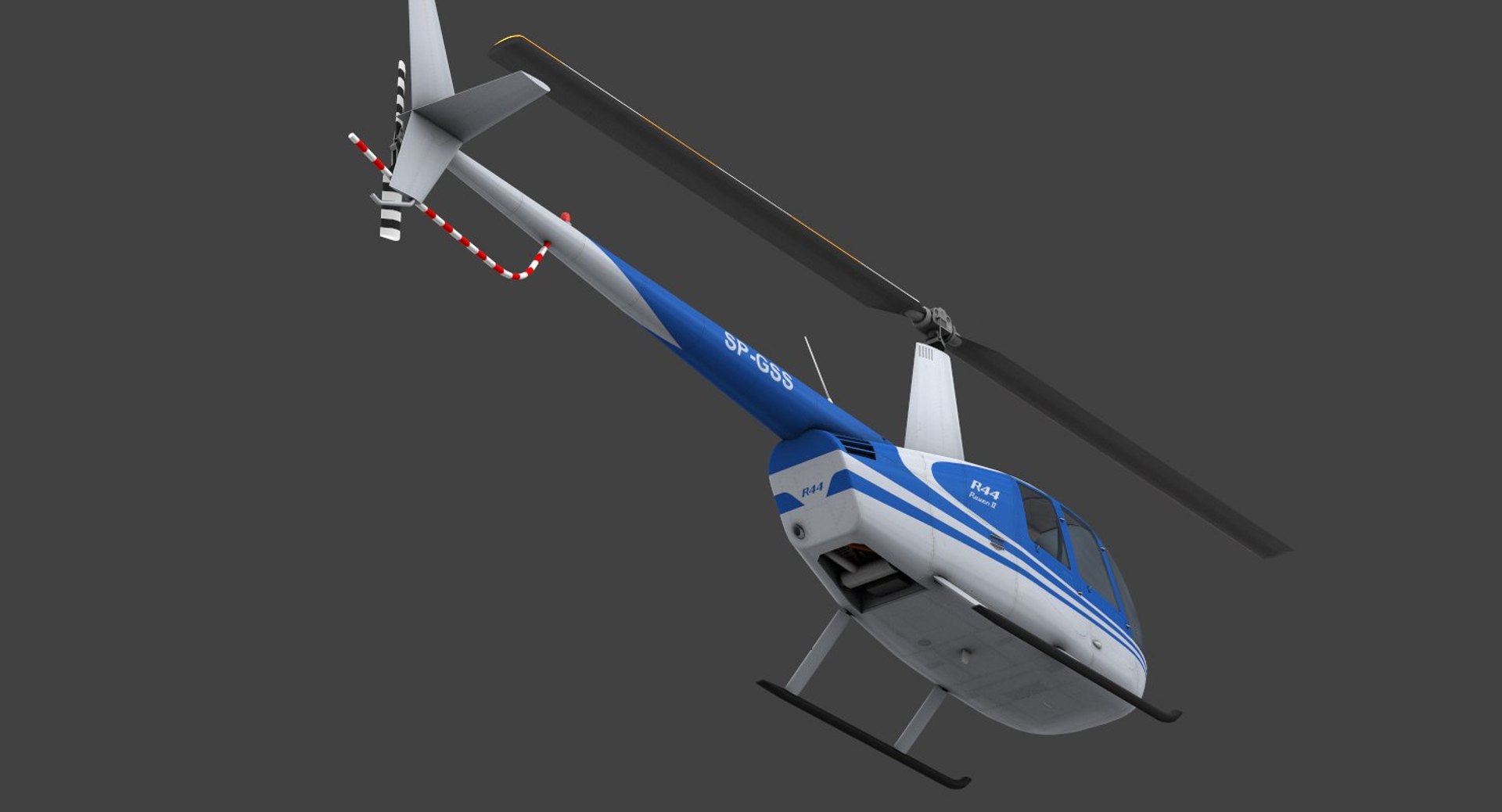 Low-poly Robinson R44 Helicopter 3d Model