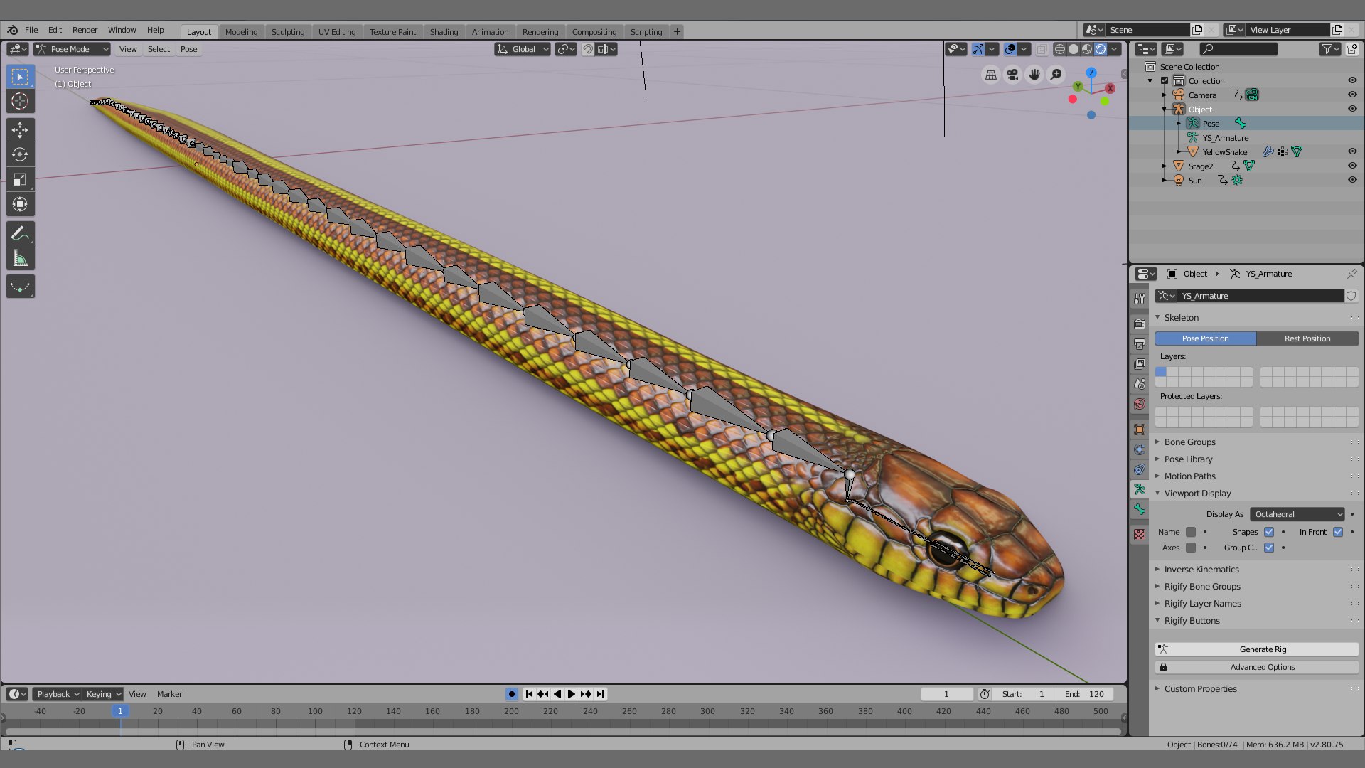 3D Yellow Snake - Rigged Model - TurboSquid 1774482