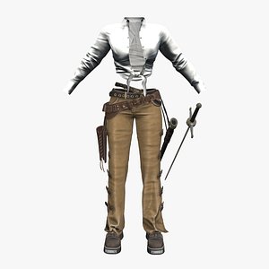 3D Steampunk Western Outfit model