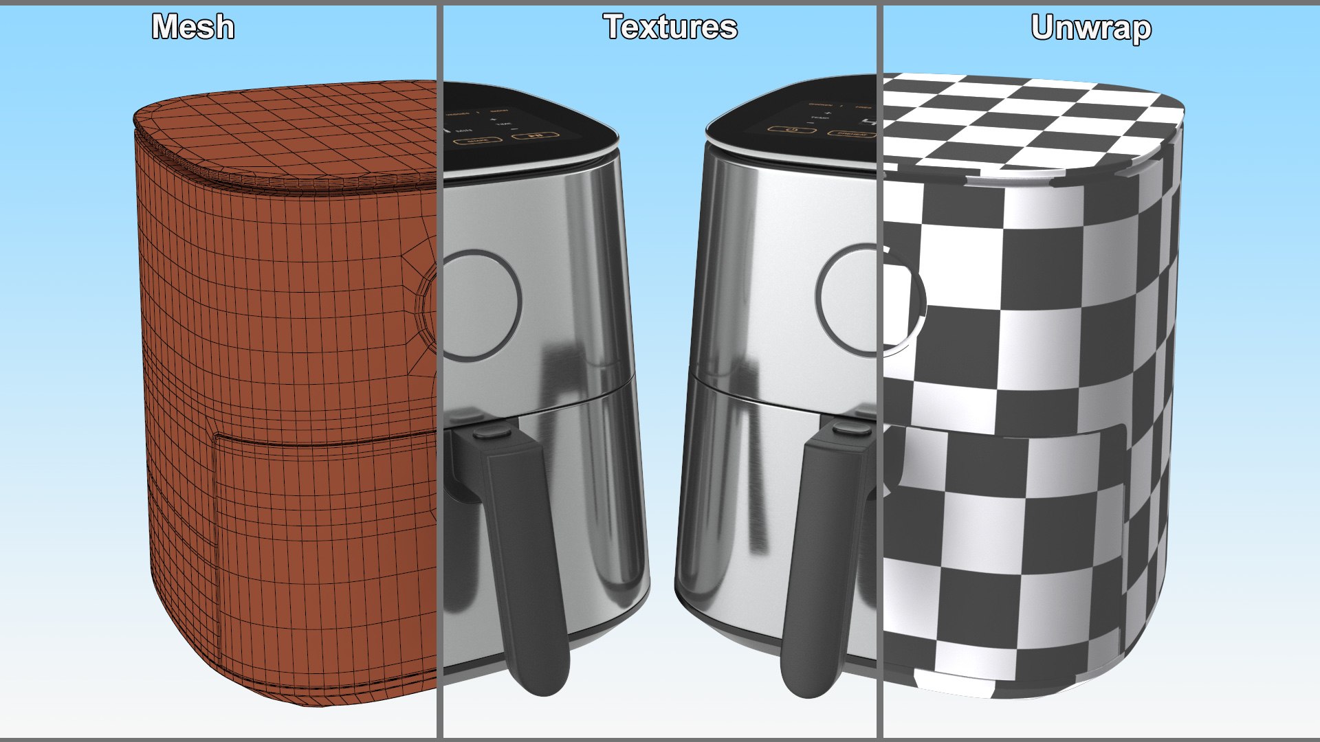 3D model Air Fryer Steel https://p.turbosquid.com/ts-thumb/v6/5x1wOG/wJ/airfryersteelmb3dmodel016/jpg/1724879091/1920x1080/fit_q87/2e7f9791999fce0b3d83f8081c2b36499b0d4522/airfryersteelmb3dmodel016.jpg