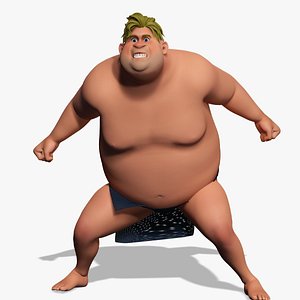 3D Chubby  Stylized Wrestling Warrior Ready for Fight