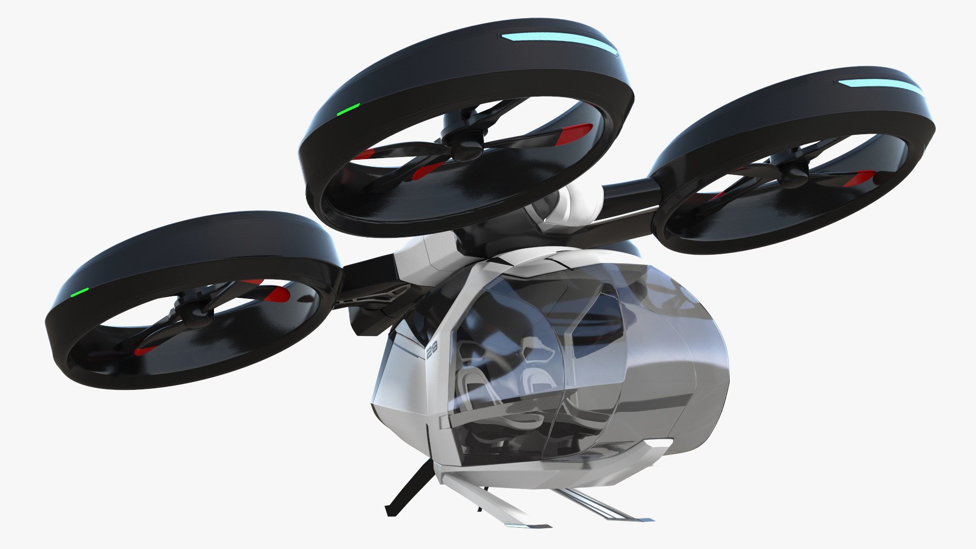 SciFi Futuristic Passenger Drone Rigged 3D model preview