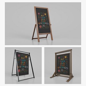 3D Customizable Double-Sided Chalkboard Signs model