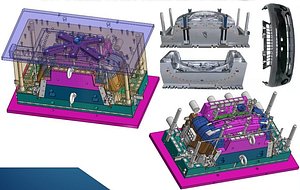 Car Bumper Plastic Injection Mold Design 3D CAD Model