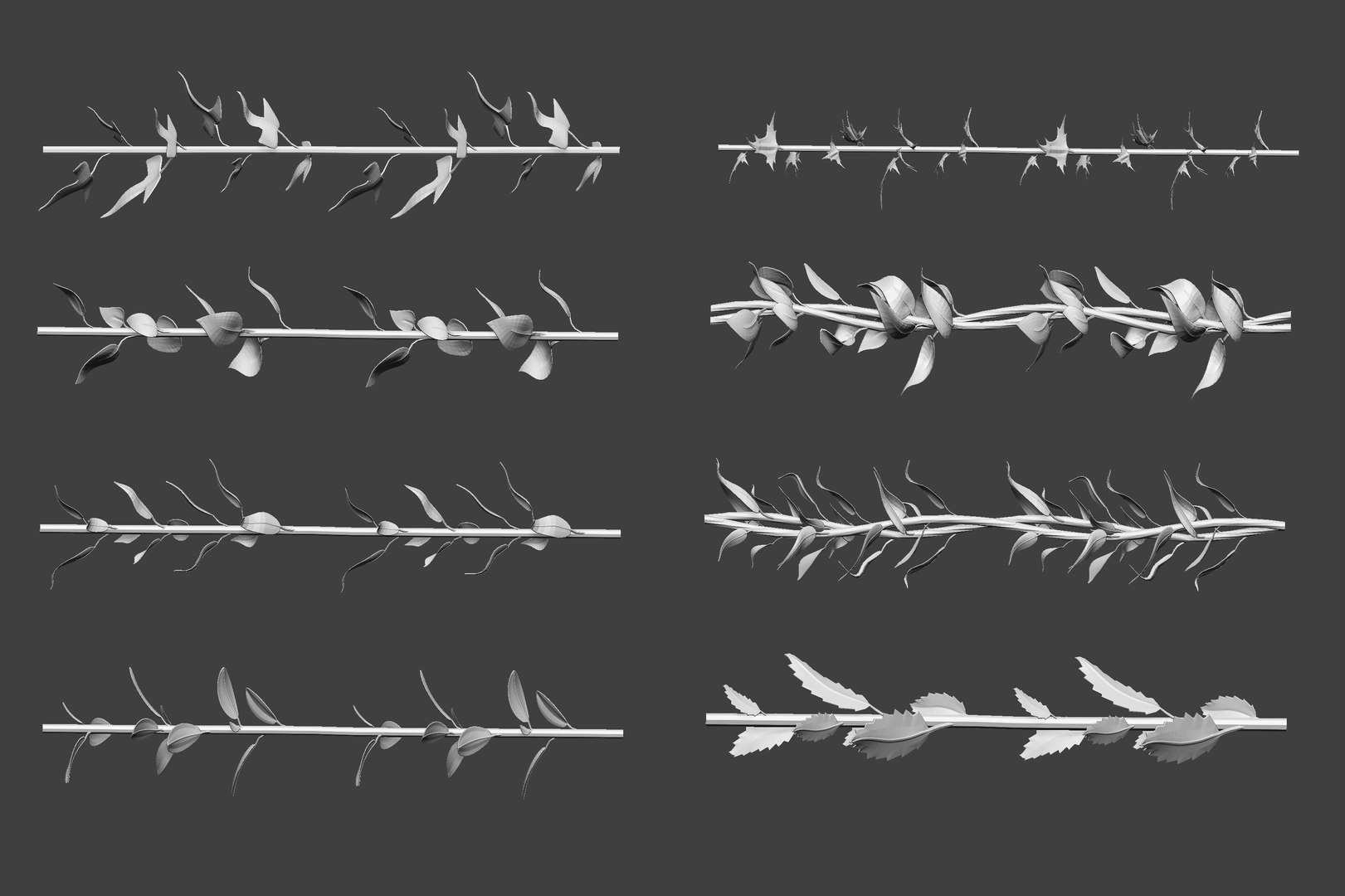 15 Low Poly Vine And Thorns Floral Zbrush IMM Curve Brush 3D Model ...