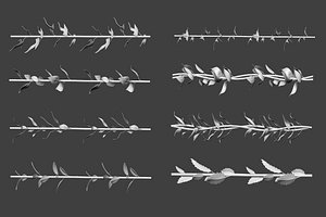 15 Low poly vine and thorns floral Zbrush IMM curve brush 3D model