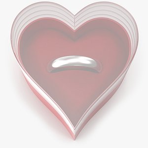 Silver Band Wedding Ring In Heart Shaped Box V01
