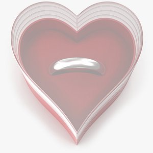 Silver Band Wedding Ring In Heart Shaped Box V01
