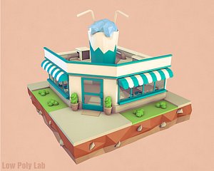 Cartoon Cocktail Cafe low poly 3D model