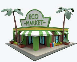3D market eco cartoon model