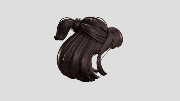 3D cartoon female hairstyle hair model - TurboSquid 1461216