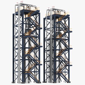 3D model Detailed Refinery Tower 01
