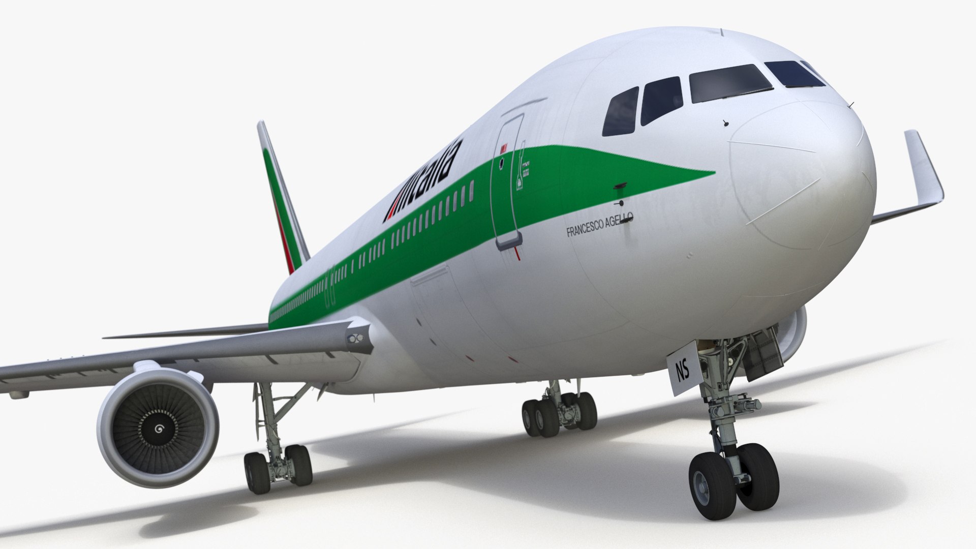 Alitalia Boeing 767 Passenger Jet Rigged 3D model preview