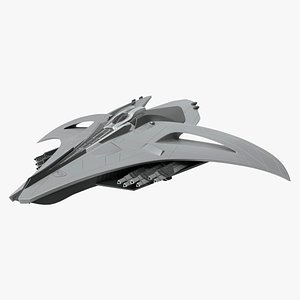 Futuristic Space Fighter Starship Gray